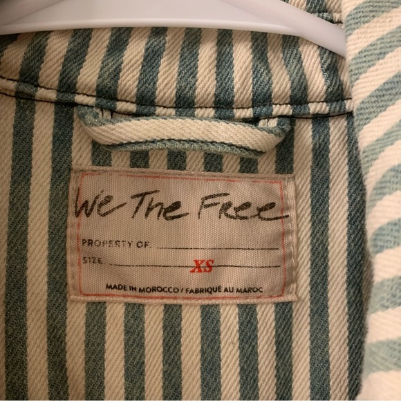 Free People We The Free Opal Swing Railroad Jacket Denim Jean Striped Cream XS - Picture 8 of 11